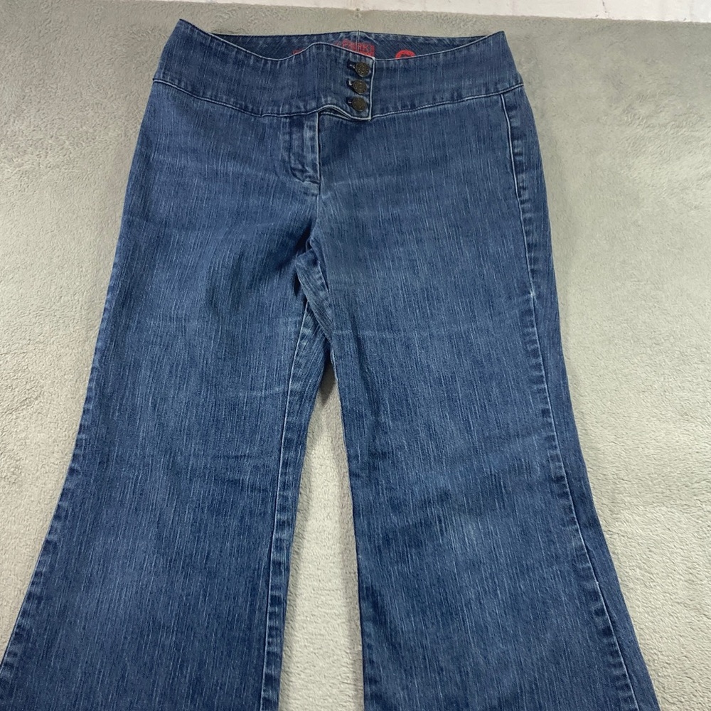 New York & Company Battery Park Blue Jeans Women Size 10 Wide Leg 3 Button Waist
